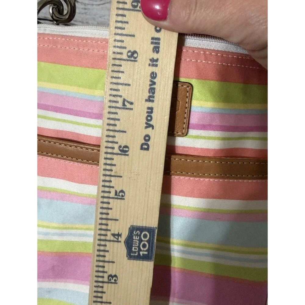Coach Pastel Striped Crossbody Shoulder Bag Zip Closure Detachable Strap